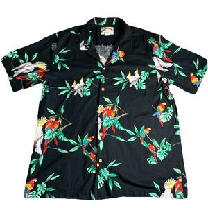 Vintage Paradise Found Hawaiian Shirt Mens 2XL Red Tropical Parrots Magnum PI